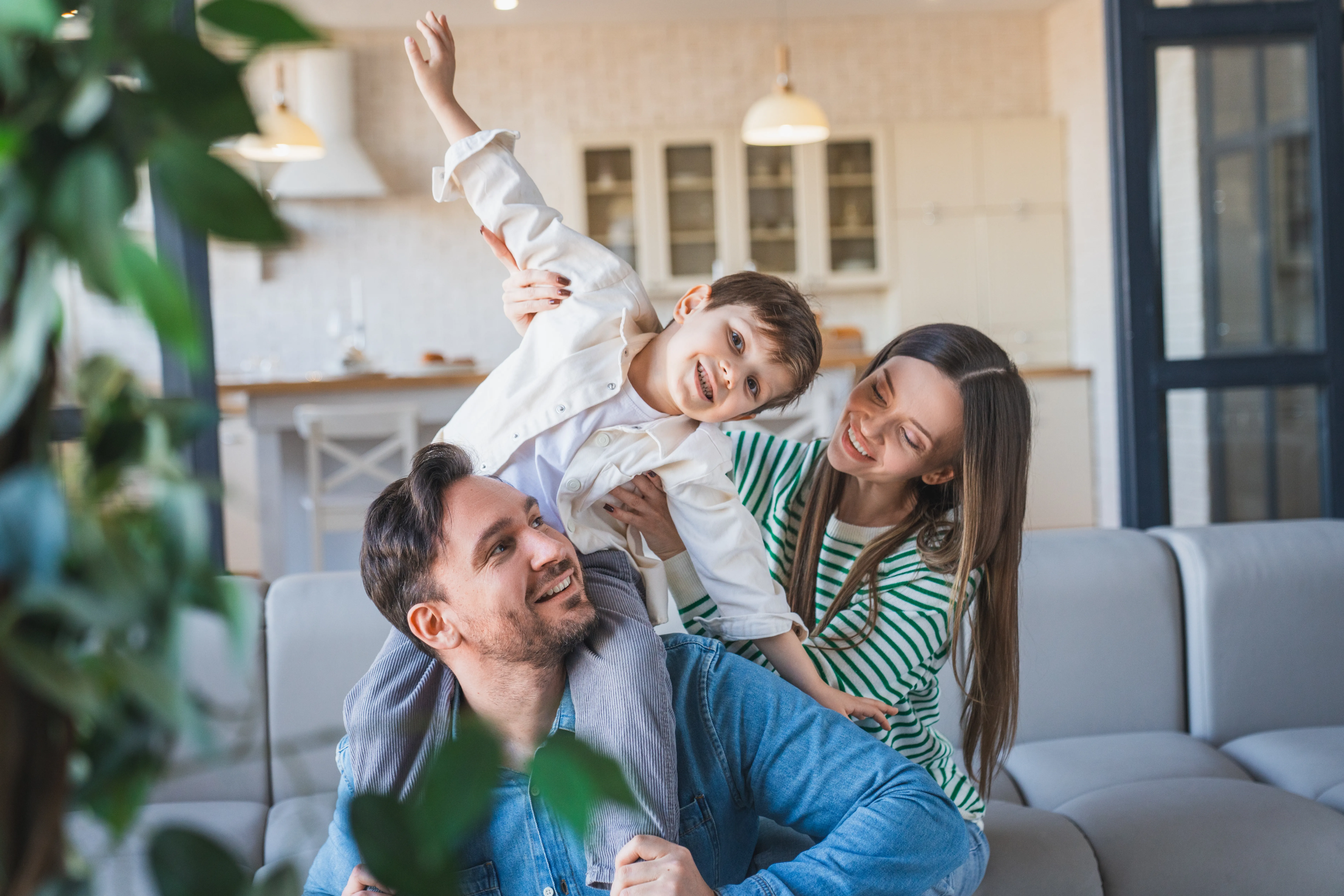 A family playing together at home